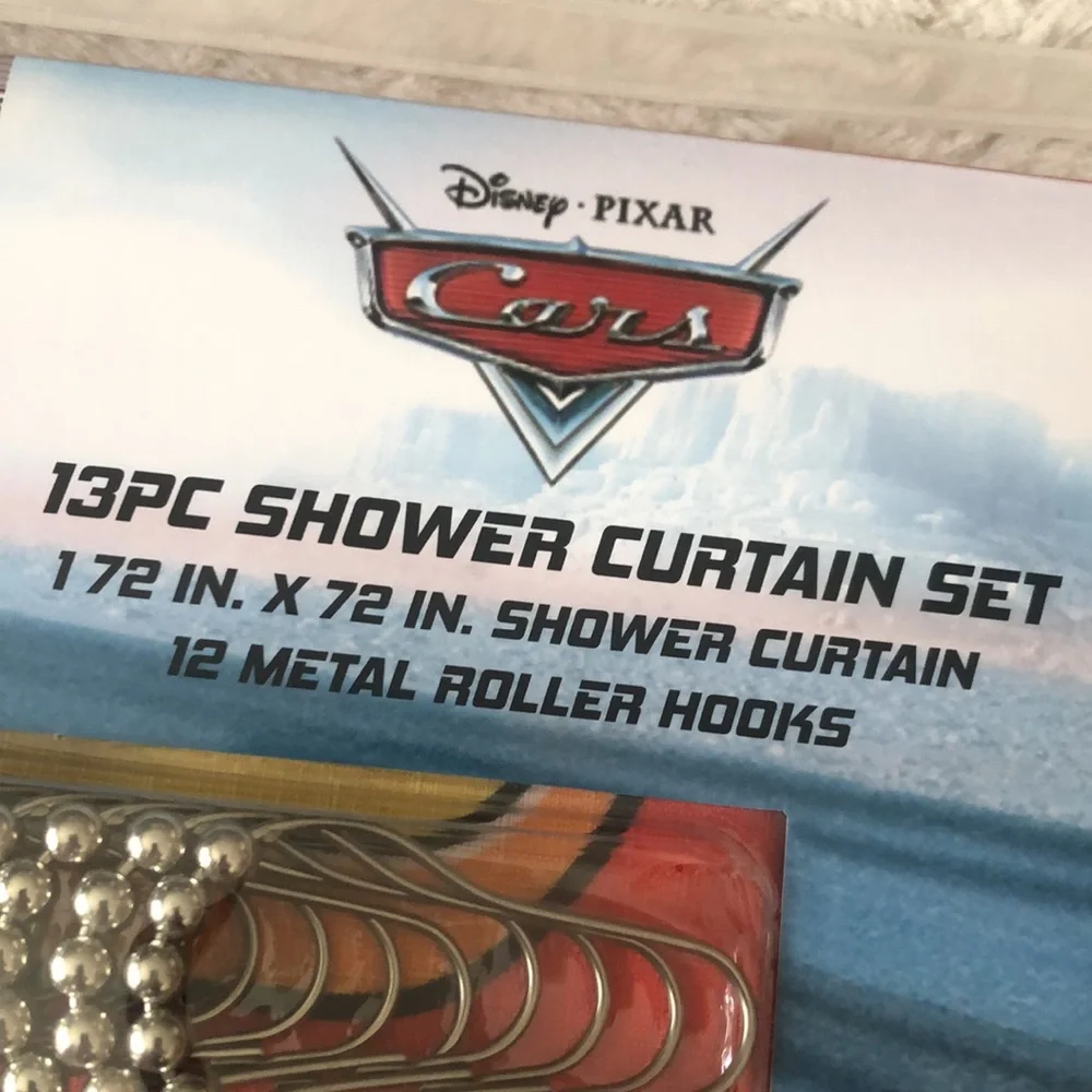 Disney Pixar Cars Lightning McQueen Shower Curtain Set - Red Black